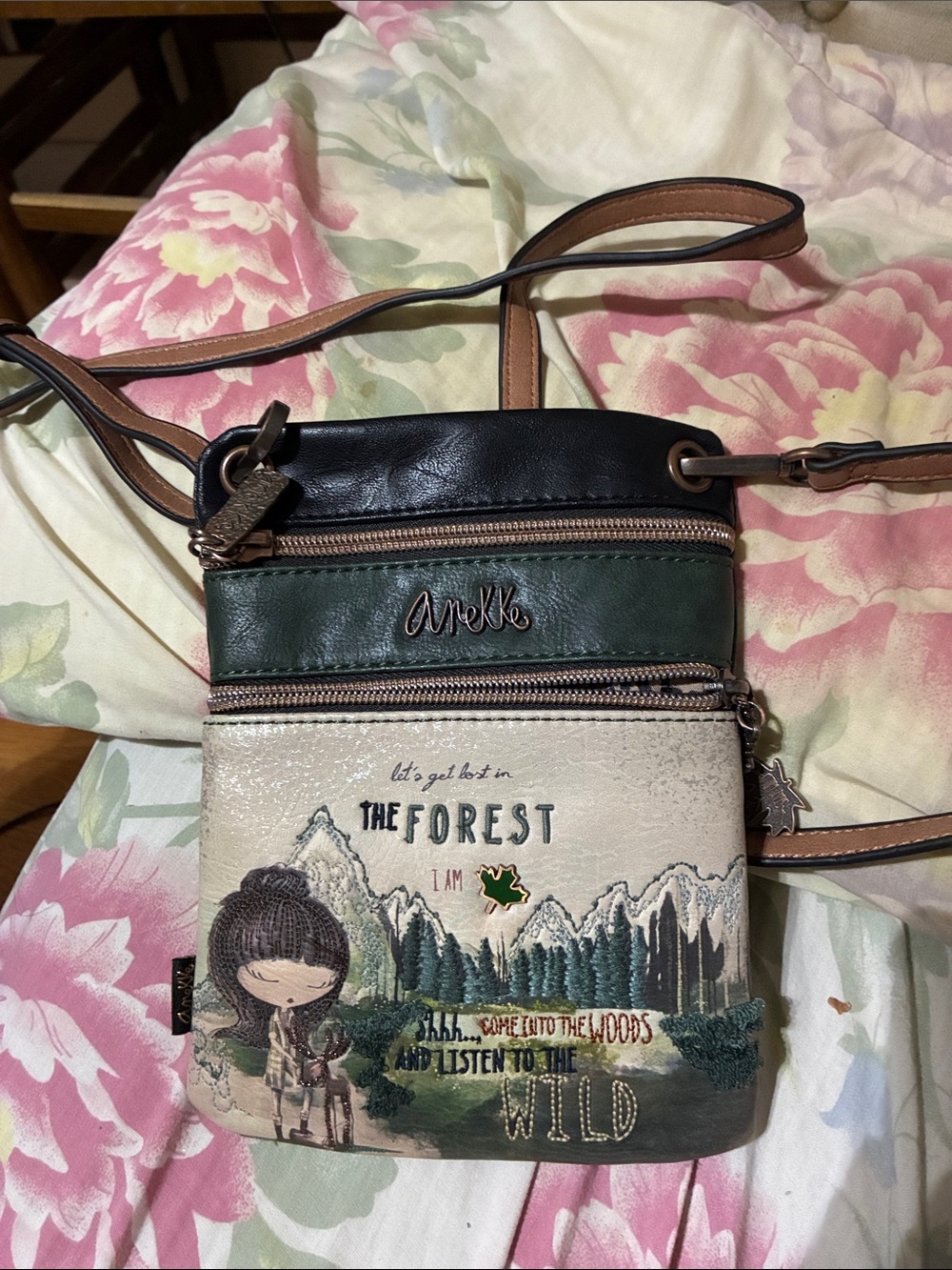 Green & Black Forest Crossbody Bag